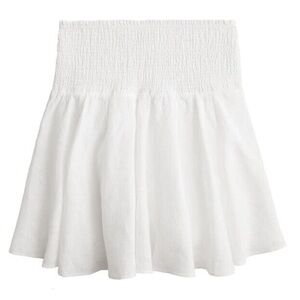 Jcrew Smocked-waist linen mini skirt